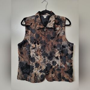 Vintage Christopher & Banks Grapevine Tapestry Vest